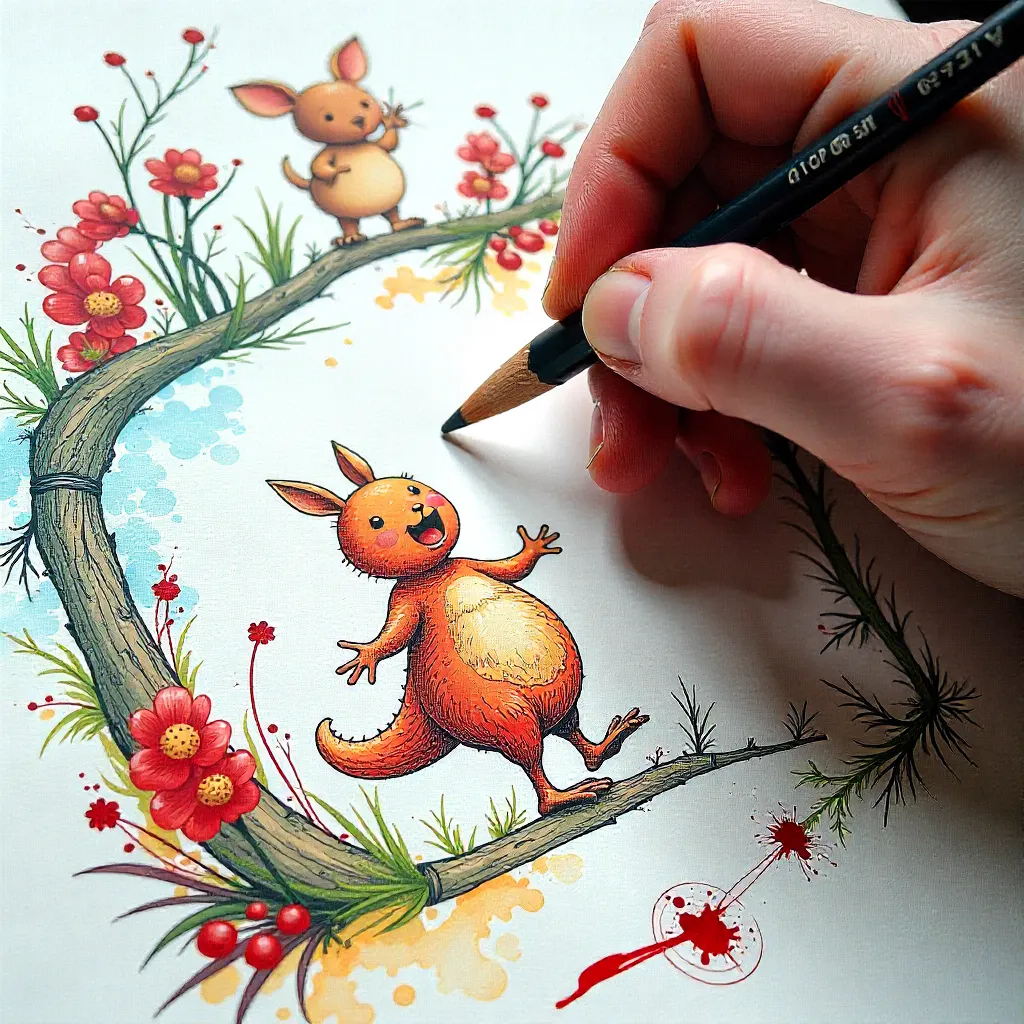 Artist working on creative drawing challenge